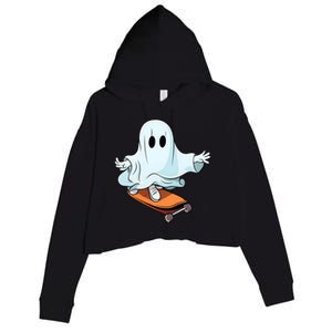 Hippie Ghost Halloween Skateboarder Skateboarding Costume Gift Crop Fleece Hoodie