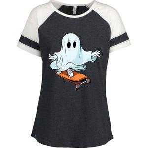 Hippie Ghost Halloween Skateboarder Skateboarding Costume Gift Enza Ladies Jersey Colorblock Tee