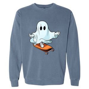 Hippie Ghost Halloween Skateboarder Skateboarding Costume Gift Garment-Dyed Sweatshirt