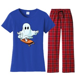 Hippie Ghost Halloween Skateboarder Skateboarding Costume Gift Women's Flannel Pajama Set