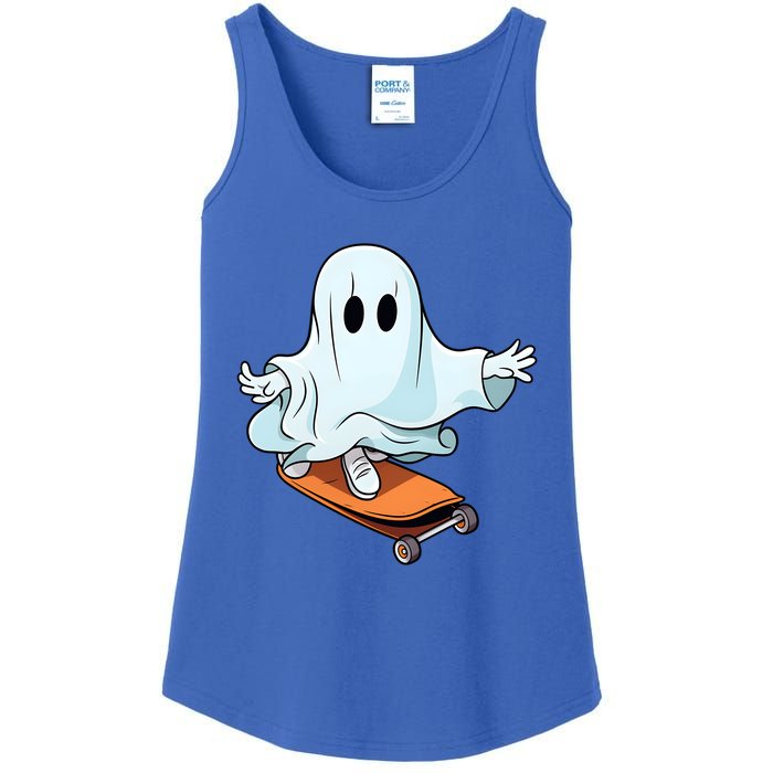 Hippie Ghost Halloween Skateboarder Skateboarding Costume Gift Ladies Essential Tank