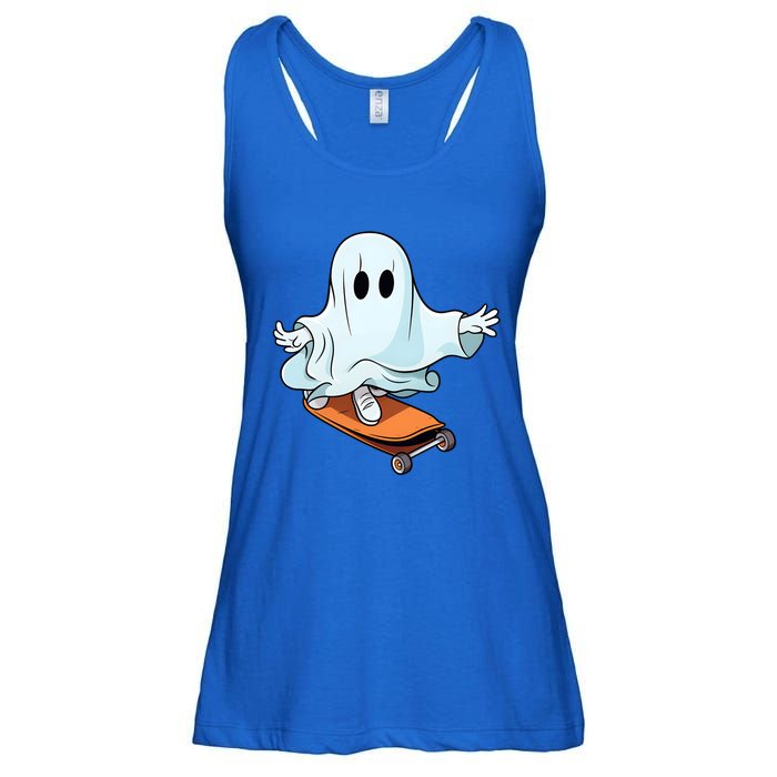 Hippie Ghost Halloween Skateboarder Skateboarding Costume Gift Ladies Essential Flowy Tank