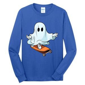 Hippie Ghost Halloween Skateboarder Skateboarding Costume Gift Tall Long Sleeve T-Shirt