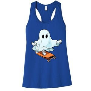 Hippie Ghost Halloween Skateboarder Skateboarding Costume Gift Women's Racerback Tank