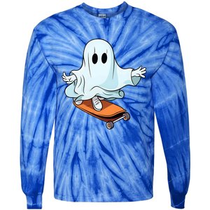 Hippie Ghost Halloween Skateboarder Skateboarding Costume Gift Tie-Dye Long Sleeve Shirt