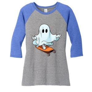 Hippie Ghost Halloween Skateboarder Skateboarding Costume Gift Women's Tri-Blend 3/4-Sleeve Raglan Shirt