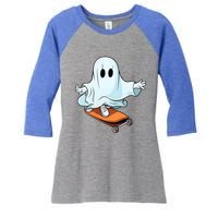 Hippie Ghost Halloween Skateboarder Skateboarding Costume Gift Women's Tri-Blend 3/4-Sleeve Raglan Shirt