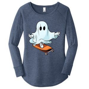 Hippie Ghost Halloween Skateboarder Skateboarding Costume Gift Women's Perfect Tri Tunic Long Sleeve Shirt