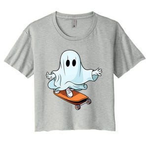 Hippie Ghost Halloween Skateboarder Skateboarding Costume Gift Women's Crop Top Tee