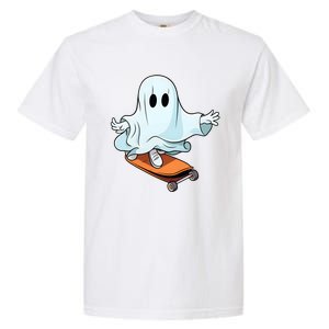 Hippie Ghost Halloween Skateboarder Skateboarding Costume Gift Garment-Dyed Heavyweight T-Shirt