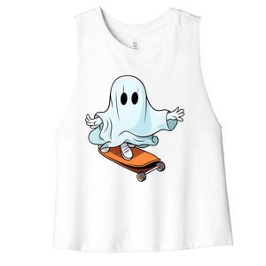 Hippie Ghost Halloween Skateboarder Skateboarding Costume Gift Women's Racerback Cropped Tank