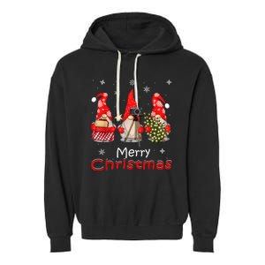 HalloThanksMas Gnomes Halloween Thanksgiving Christmas Happy Garment-Dyed Fleece Hoodie