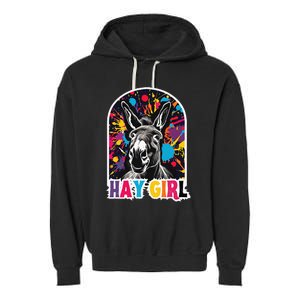 Hay Girl Hay Donkey Laughing Donkey Country Farm Garment-Dyed Fleece Hoodie