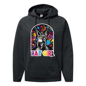 Hay Girl Hay Donkey Laughing Donkey Country Farm Performance Fleece Hoodie