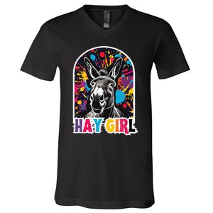 Hay Girl Hay Donkey Laughing Donkey Country Farm V-Neck T-Shirt