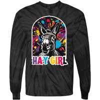 Hay Girl Hay Donkey Laughing Donkey Country Farm Tie-Dye Long Sleeve Shirt