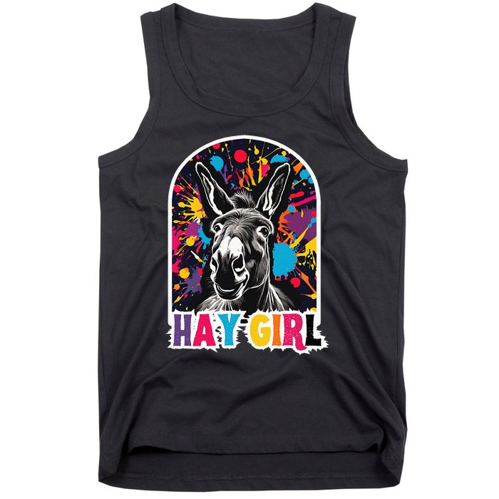 Hay Girl Hay Donkey Laughing Donkey Country Farm Tank Top