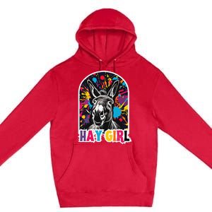 Hay Girl Hay Donkey Laughing Donkey Country Farm Premium Pullover Hoodie