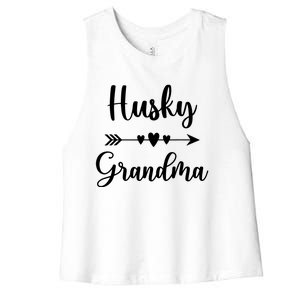 Husky Grandma Husky Dog Lovers Gift Funny Mothers Day Women's Racerback Cropped Tank