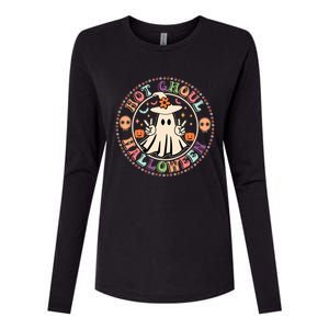 Hot Ghoul Halloween Retro Spooky Vibes Ghoul Halloween Gift Womens Cotton Relaxed Long Sleeve T-Shirt