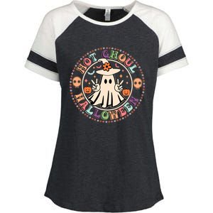 Hot Ghoul Halloween Retro Spooky Vibes Ghoul Halloween Gift Enza Ladies Jersey Colorblock Tee