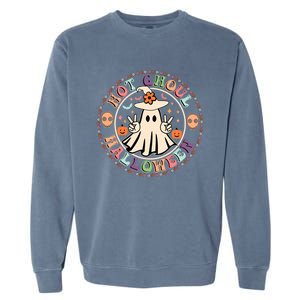 Hot Ghoul Halloween Retro Spooky Vibes Ghoul Halloween Gift Garment-Dyed Sweatshirt