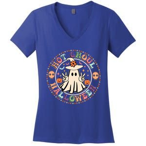 Hot Ghoul Halloween Retro Spooky Vibes Ghoul Halloween Gift Women's V-Neck T-Shirt