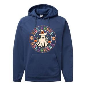 Hot Ghoul Halloween Retro Spooky Vibes Ghoul Halloween Gift Performance Fleece Hoodie