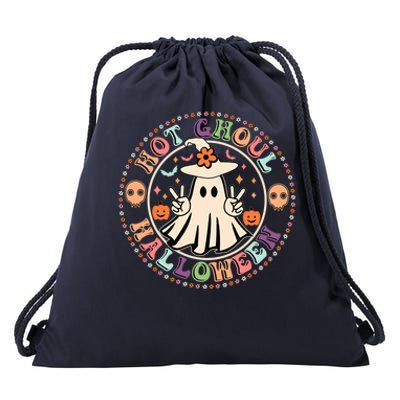 Hot Ghoul Halloween Retro Spooky Vibes Ghoul Halloween Gift Drawstring Bag