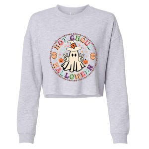 Hot Ghoul Halloween Retro Spooky Vibes Ghoul Halloween Gift Cropped Pullover Crew