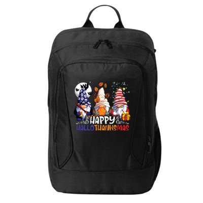 Hallothanksmas Gnomes Halloween Thanksgiving Christmas Happy City Backpack