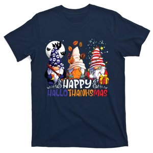 Hallothanksmas Gnomes Halloween Thanksgiving Christmas Happy T-Shirt