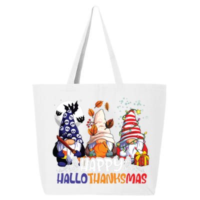 Hallothanksmas Gnomes Halloween Thanksgiving Christmas Happy 25L Jumbo Tote