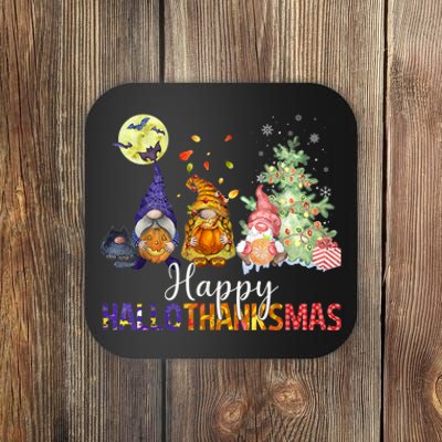 HalloThanksMas Gnomes Halloween Thanksgiving Christmas Coaster