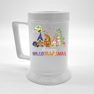 HalloThanksMas Gnomes Halloween Thanksgiving Christmas Beer Stein