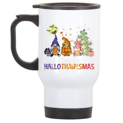 HalloThanksMas Gnomes Halloween Thanksgiving Christmas Stainless Steel Travel Mug