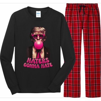 Haters Gonna Hate Funny Trump Bubble Gum Donald Trump 2024 Gift Long Sleeve Pajama Set