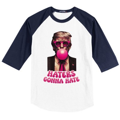 Haters Gonna Hate Funny Trump Bubble Gum Donald Trump 2024 Gift Baseball Sleeve Shirt