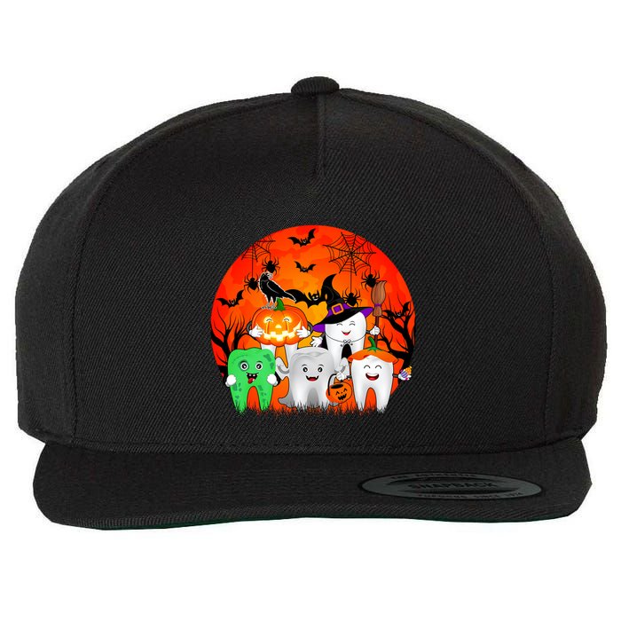 Halloween Group Horror Teeth As Witch Boo Ghost Zombie Meaningful Gift Wool Snapback Cap