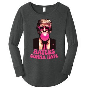 Haters Gonna Hate Funny Trump Bubble Gum Donald Trump 2024 Women's Perfect Tri Tunic Long Sleeve Shirt