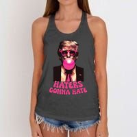 Haters Gonna Hate Funny Trump Bubble Gum Donald Trump 2024 Women's Knotted Racerback Tank