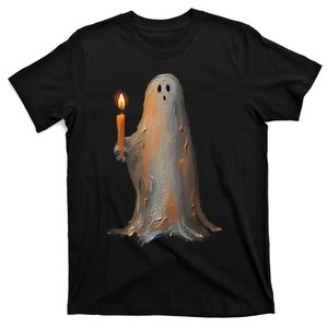 Halloween Ghost Holding Candle Spooky T-Shirt