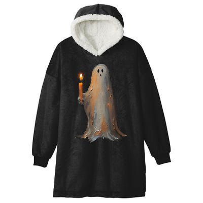 Halloween Ghost Holding Candle Spooky Hooded Wearable Blanket