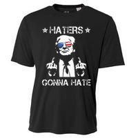 Haters Gonna Hate Middle Finger Funny Trump 2024 President Cooling Performance Crew T-Shirt