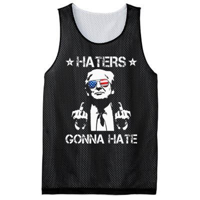 Haters Gonna Hate Middle Finger Funny Trump 2024 President Mesh Reversible Basketball Jersey Tank