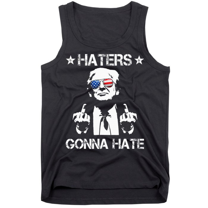 Haters Gonna Hate Middle Finger Funny Trump 2024 President Tank Top