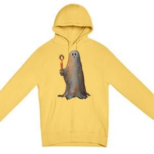 Halloween Ghost Holding Candle Spooky Gift Premium Pullover Hoodie