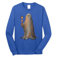 Halloween Ghost Holding Candle Spooky Gift Long Sleeve Shirt