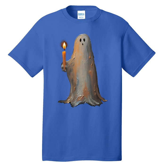 Halloween Ghost Holding Candle Spooky Gift Tall T-Shirt