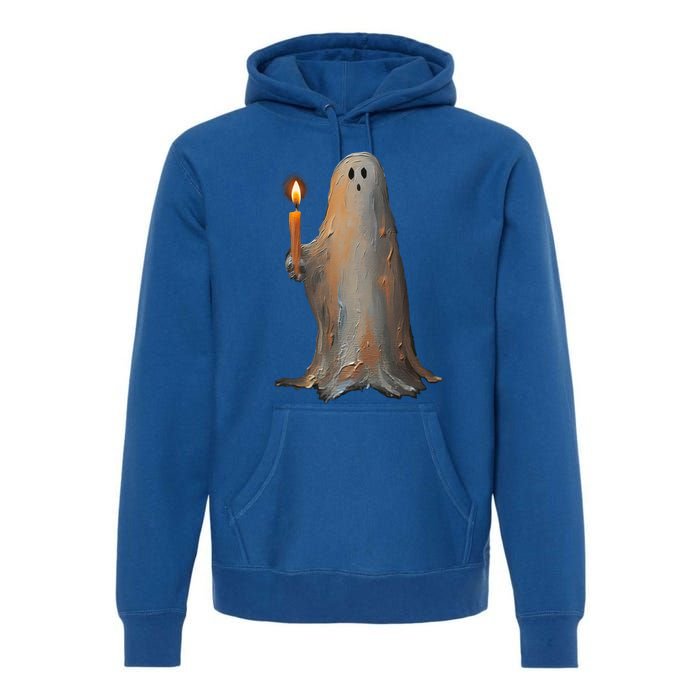 Halloween Ghost Holding Candle Spooky Gift Premium Hoodie